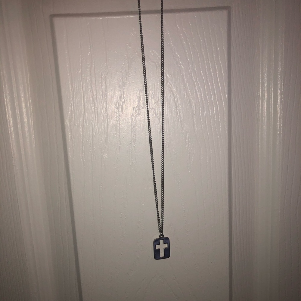 Two silver cross necklaces